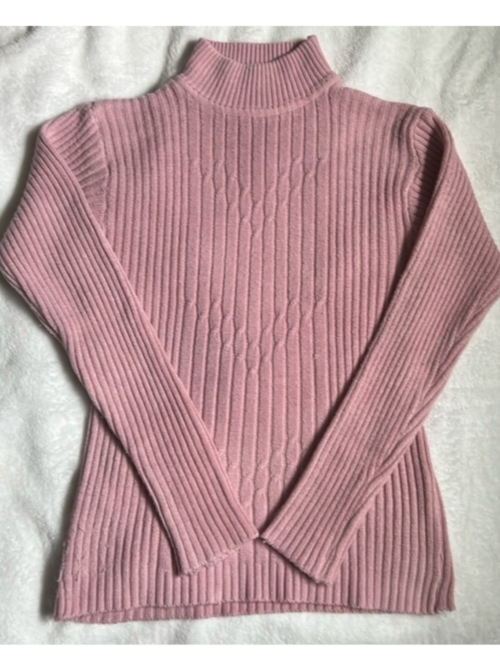Women’s S • Soft Ribbed Turtleneck • Sweater • Pink